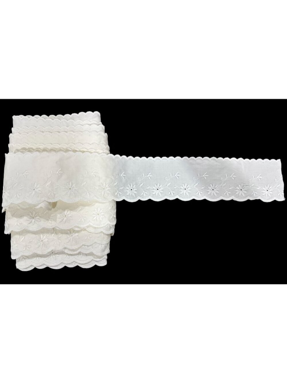 Ivory Embroidered Floral Eyelet Trim 3" Wide Scalloped Edge Sewing Crafts 15 Yar